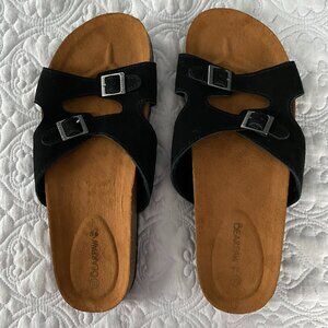 NWOT Barepaw Black Suede Slide Sandals Sz 10